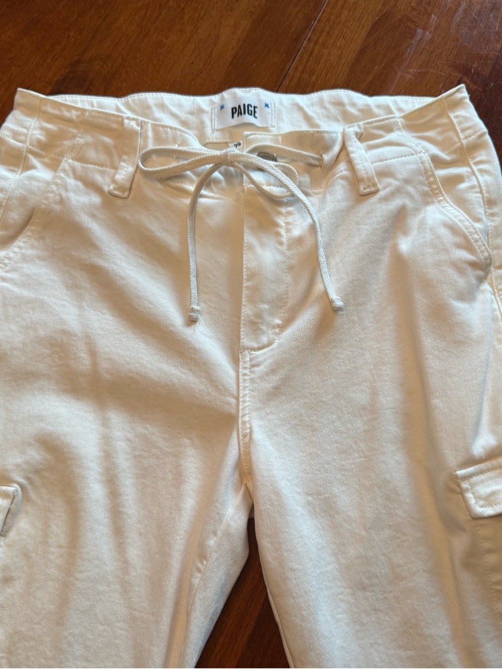 PAIGE Christy Off-White High-Rise Cargo Pants